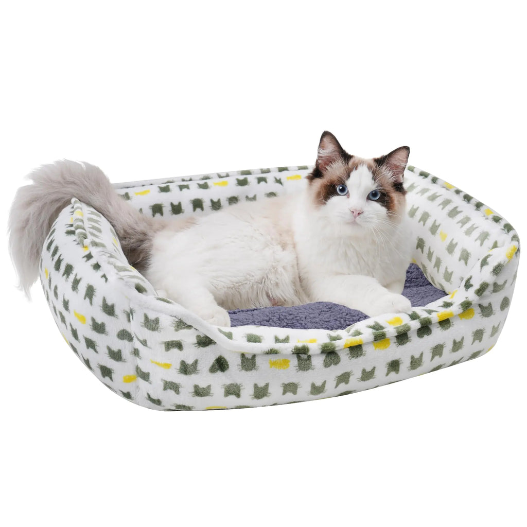 AIWIKIDE Dog Sofa Bed Anti-Anxiety Puppy Cuddler Bed for Puppy Dog & Cat Rectangle Washable Bed with Grey Mattress Extra Small …